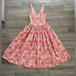 Laura Ashley|Vintage floral sleeveless maxi midi dress,100% cotton•••Classic, 10